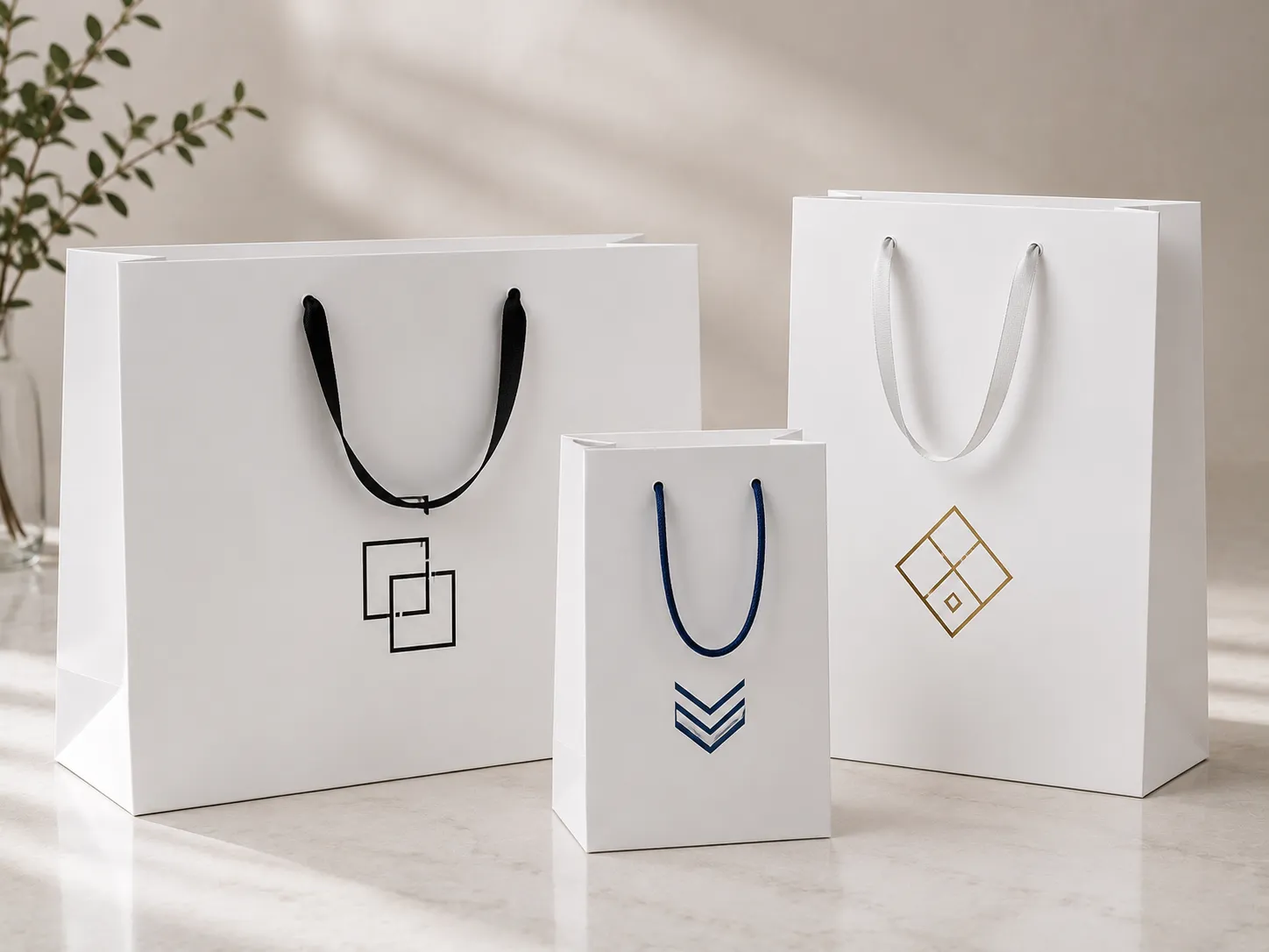 Sacolas de Papel Branco Personalizadas